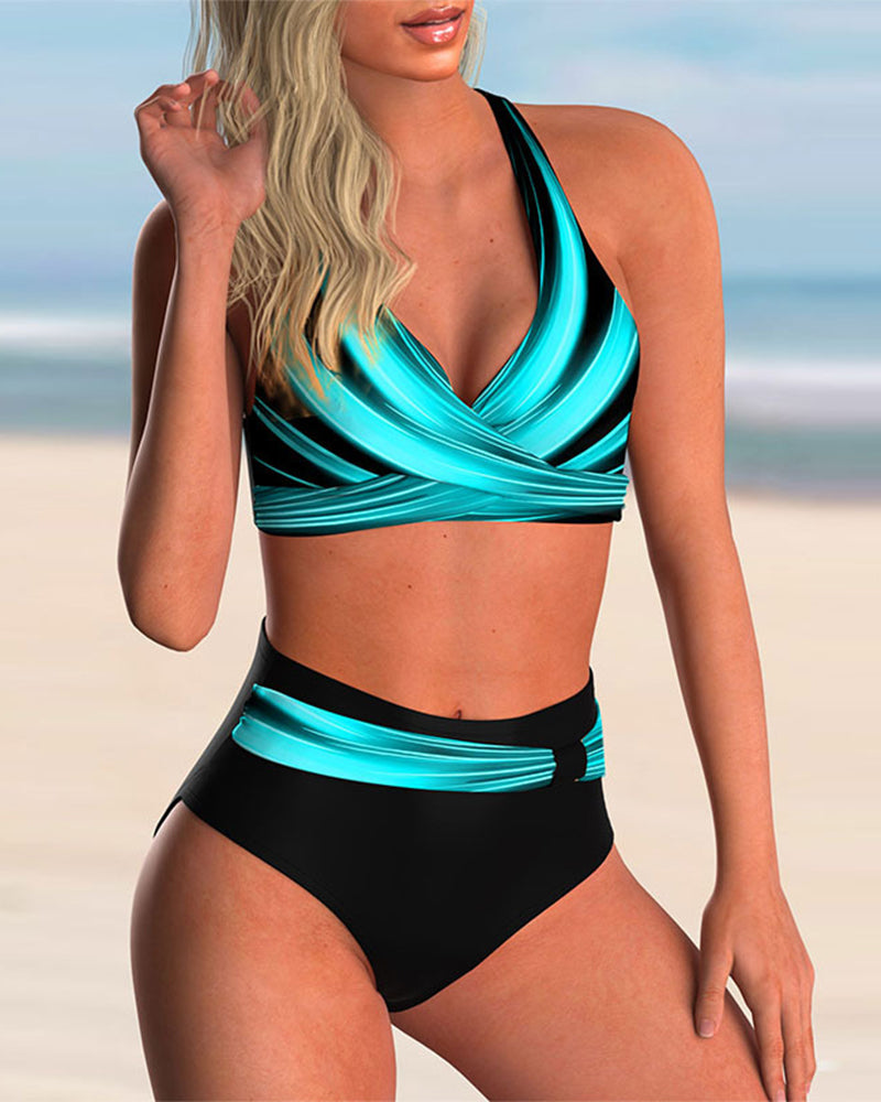 Arabella | Cross-Front Patterned Bikini Set