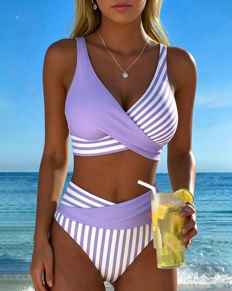 Delphine | Flattering Striped Bikini Set