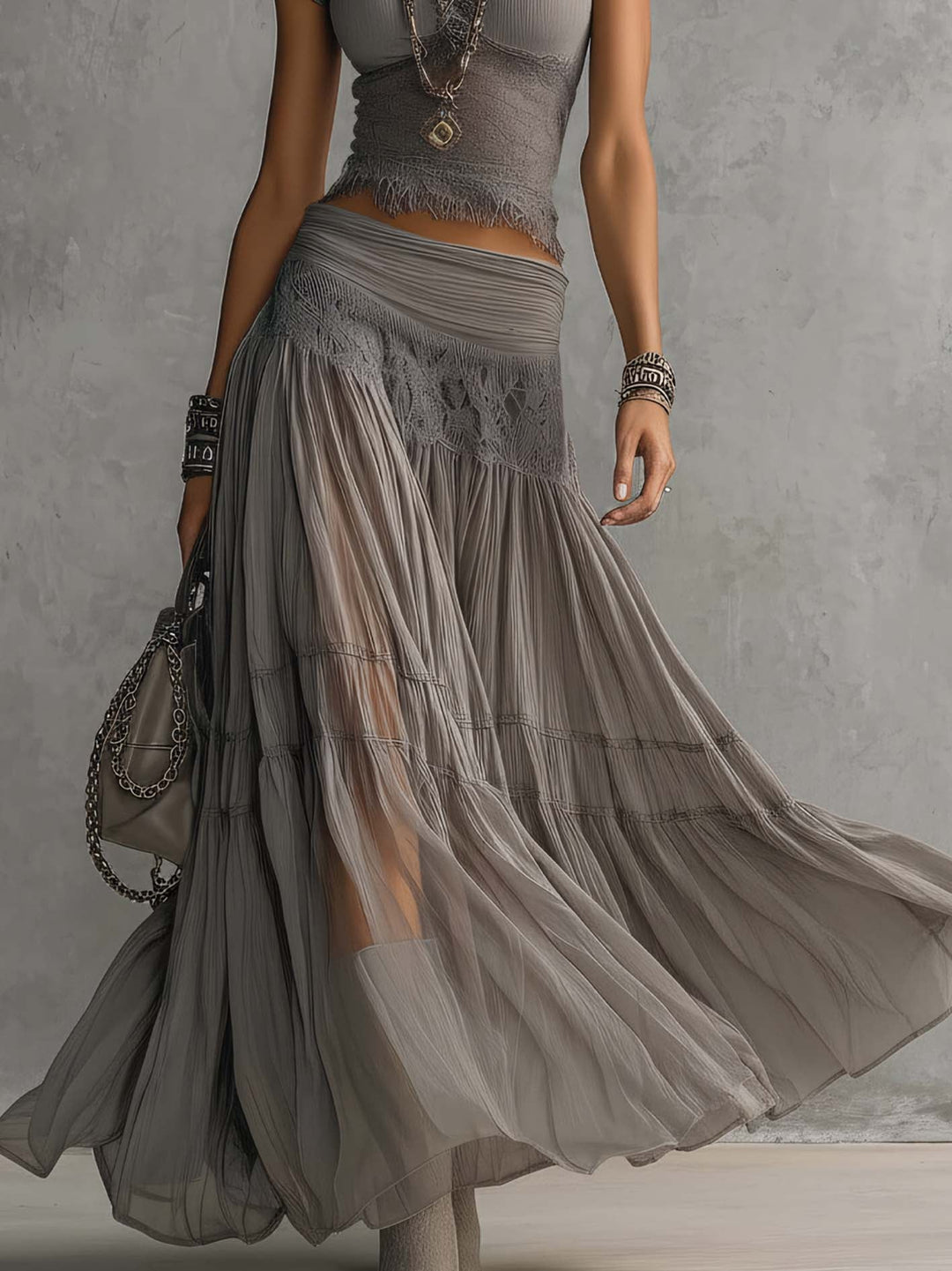 Valo | Panel Top & Pleated Skirt Set