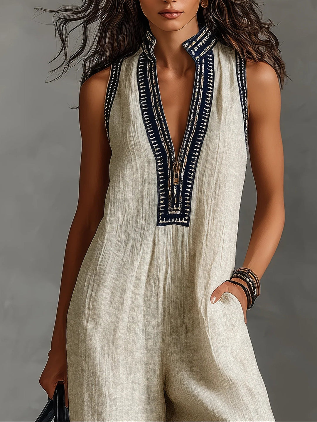 Lonnda | Sleeveless High-Collar Zip Jumpsuit