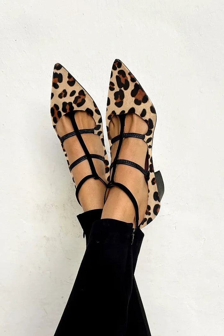 Hailey | Leopard Strap Ballet Heels