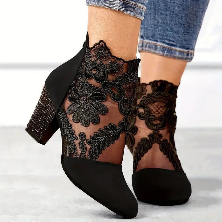 Rosetta | Lace Detail Heeled Ankle Boot