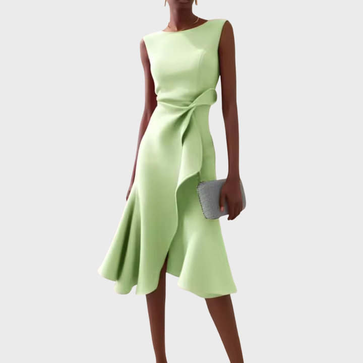 Eleanora | Draped Asymmetric Midi Dress