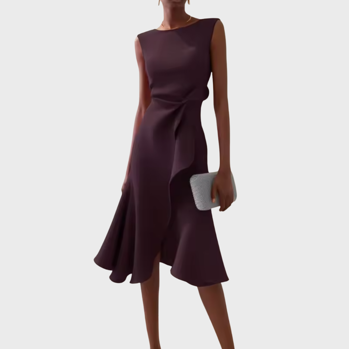 Eleanora | Draped Asymmetric Midi Dress