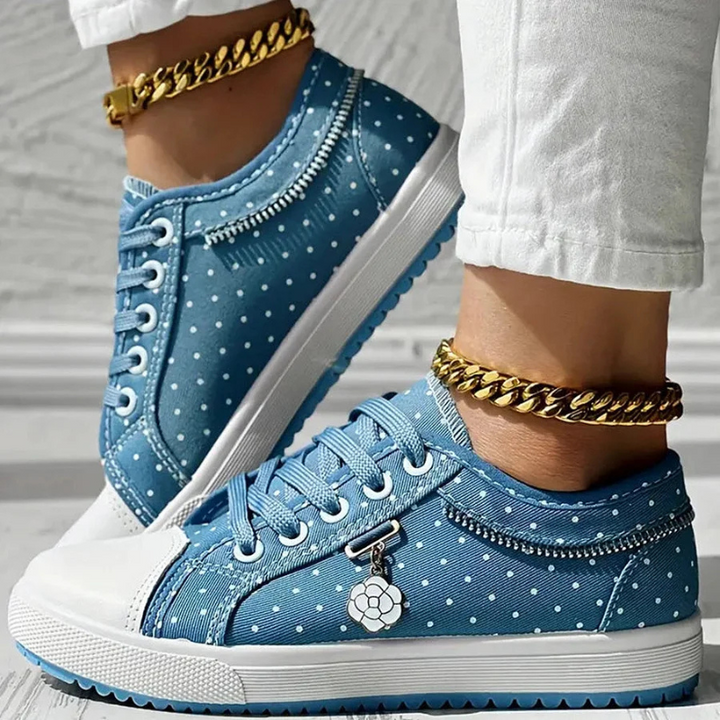 Noelle | Floral Detail Lace Up Trainer