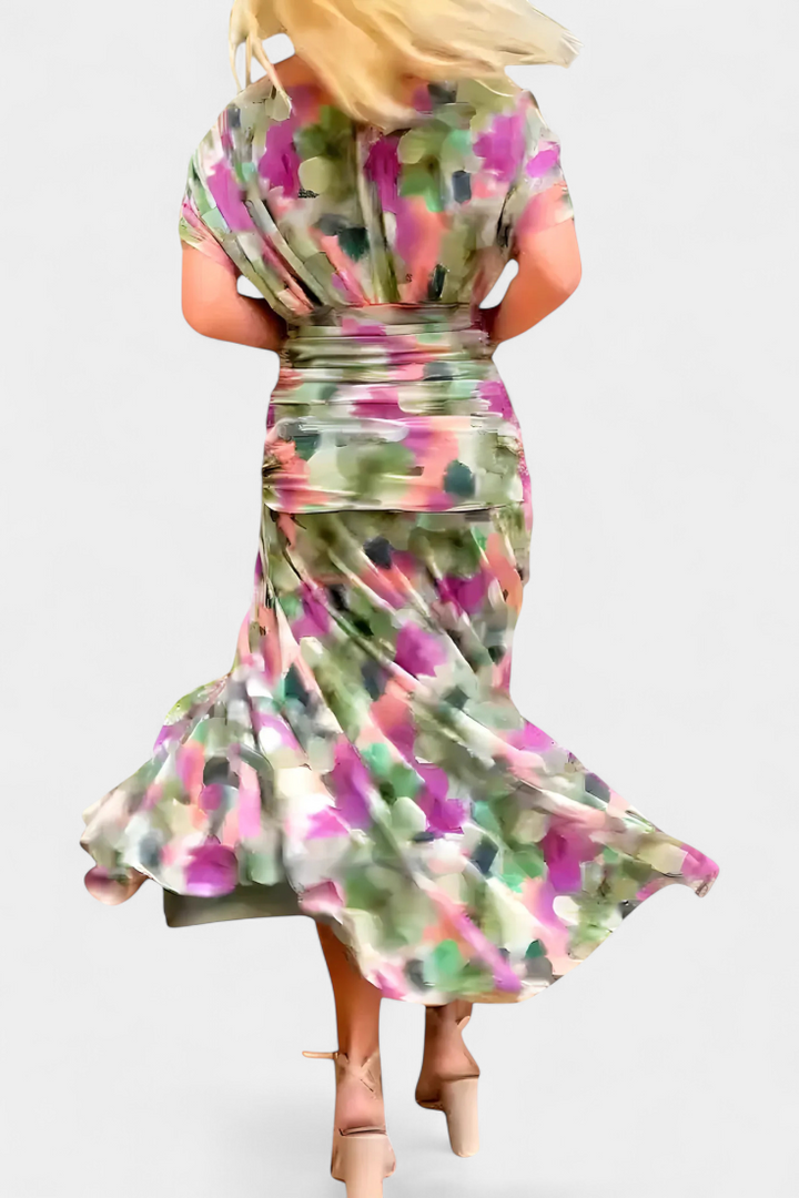 Isabella | Elegant Floral V Neck Dress