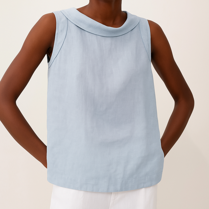 Elaine | Elegant Sleeveless Roll Collar Top