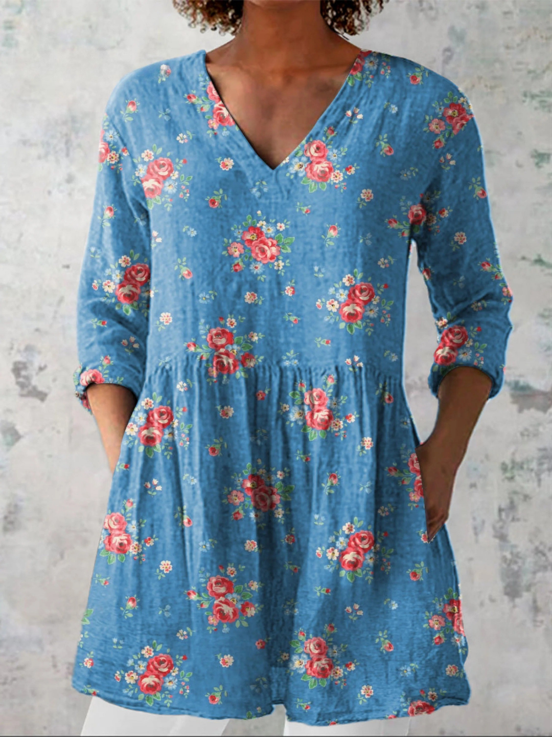 Nona | Long V-Neck Blouse