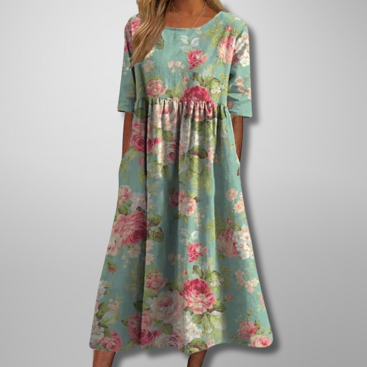 Margaret | Elegant Floral Midi Dress