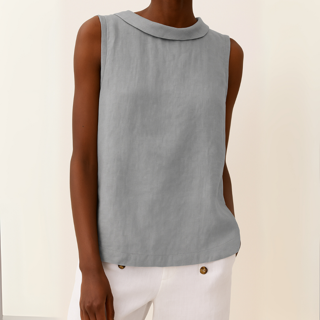 Elaine | Elegant Sleeveless Roll Collar Top