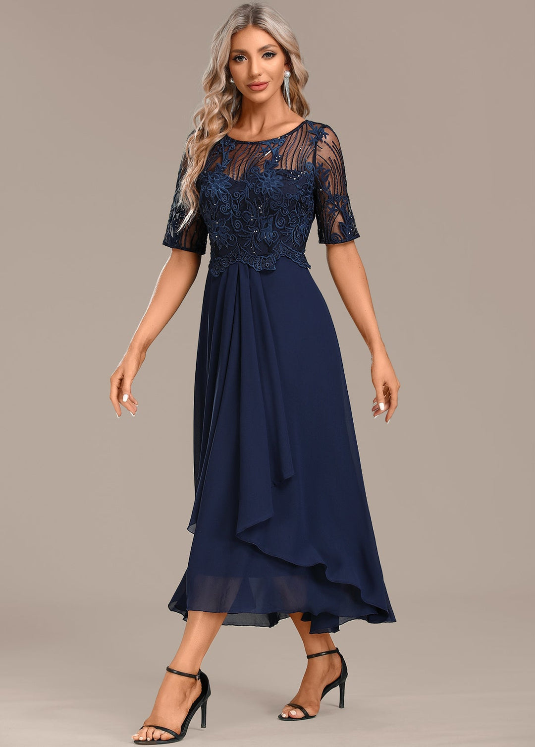Portia | Lace Detail Occasion Midi Dress
