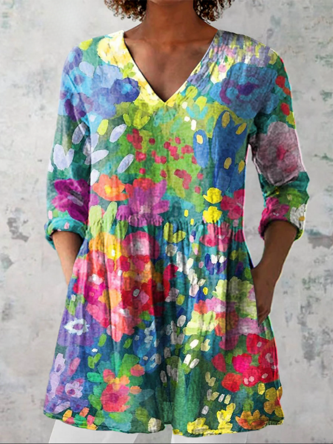 Amber | Long V-Neck Blouse