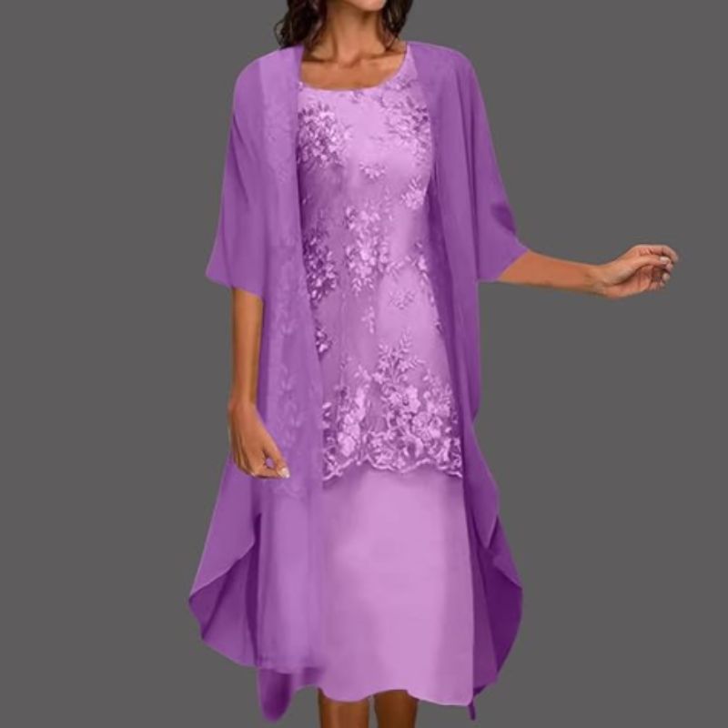 Diane | Floral Lace Midi Dress & Cardigan Set