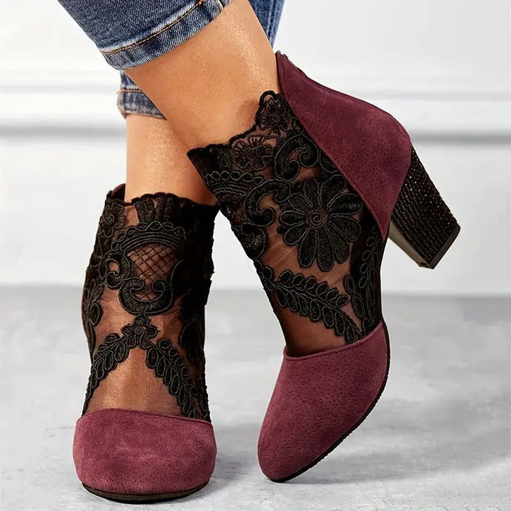 Rosetta | Lace Detail Heeled Ankle Boot