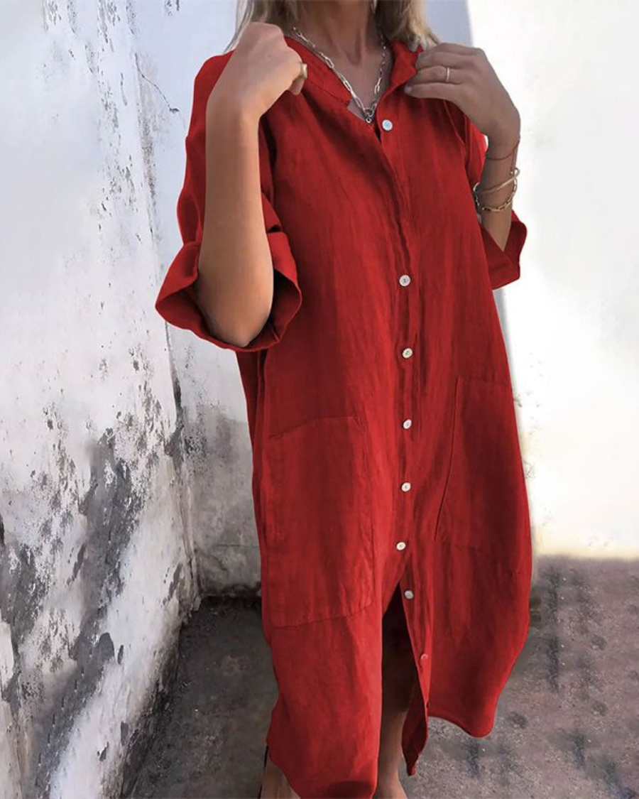 Amelie | Relaxed Fit Shirt Midi Dress
