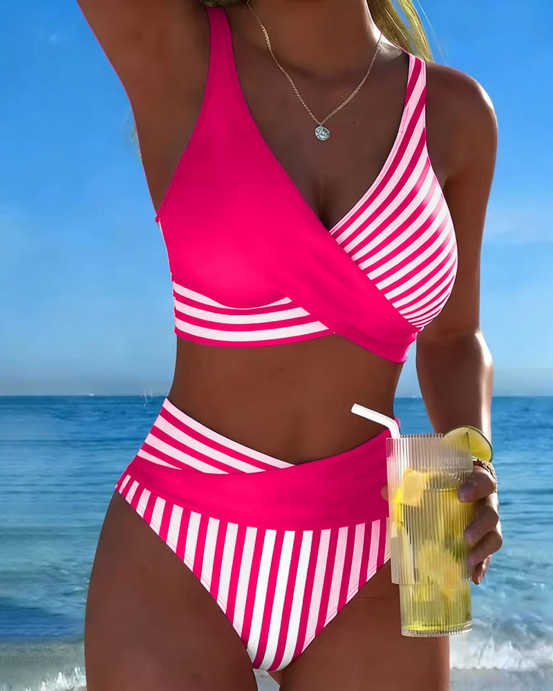 Delphine | Flattering Striped Bikini Set
