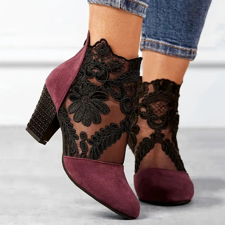 Rosetta | Lace Detail Heeled Ankle Boot