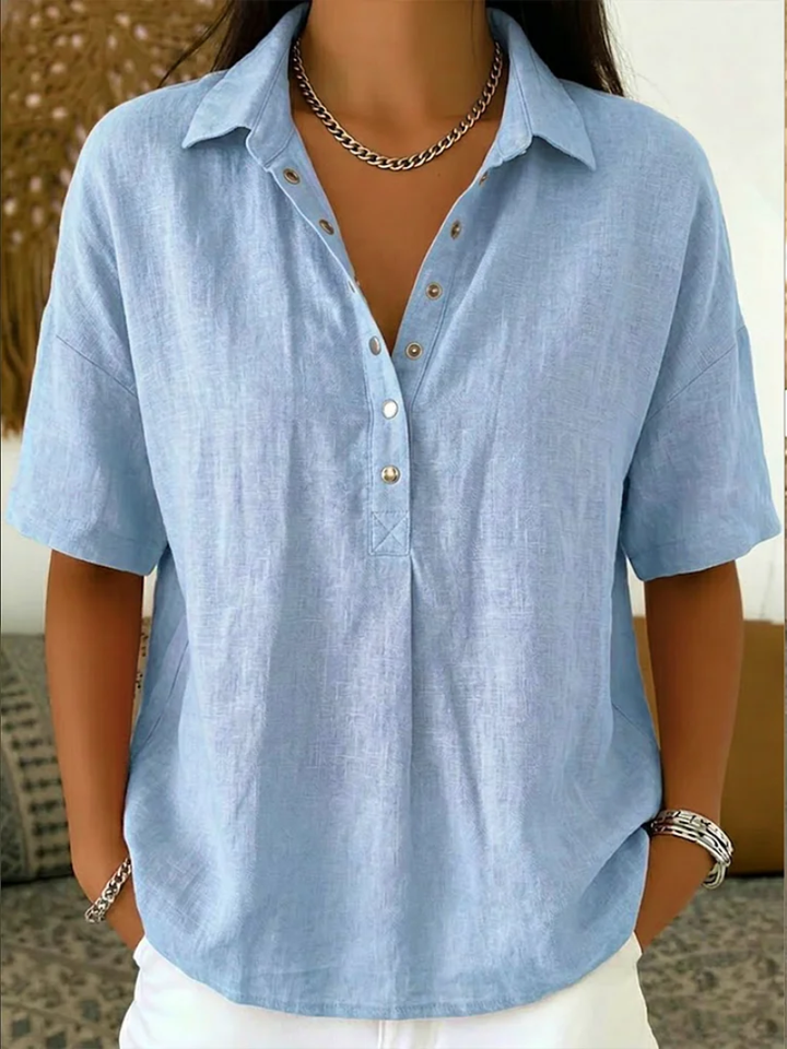 Vivette | Relaxed Collar Button Blouse