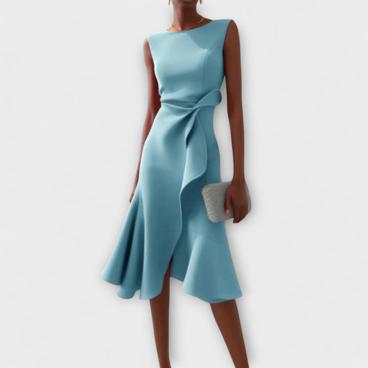 Eleanora | Draped Asymmetric Midi Dress