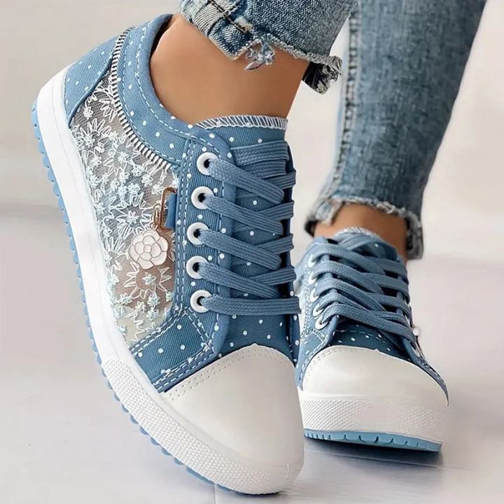 Noelle | Floral Detail Lace Up Trainer