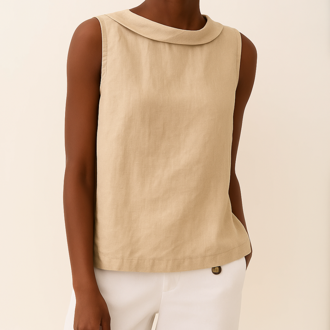Elaine | Elegant Sleeveless Roll Collar Top