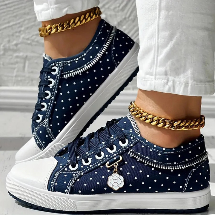 Noelle | Floral Detail Lace Up Trainer