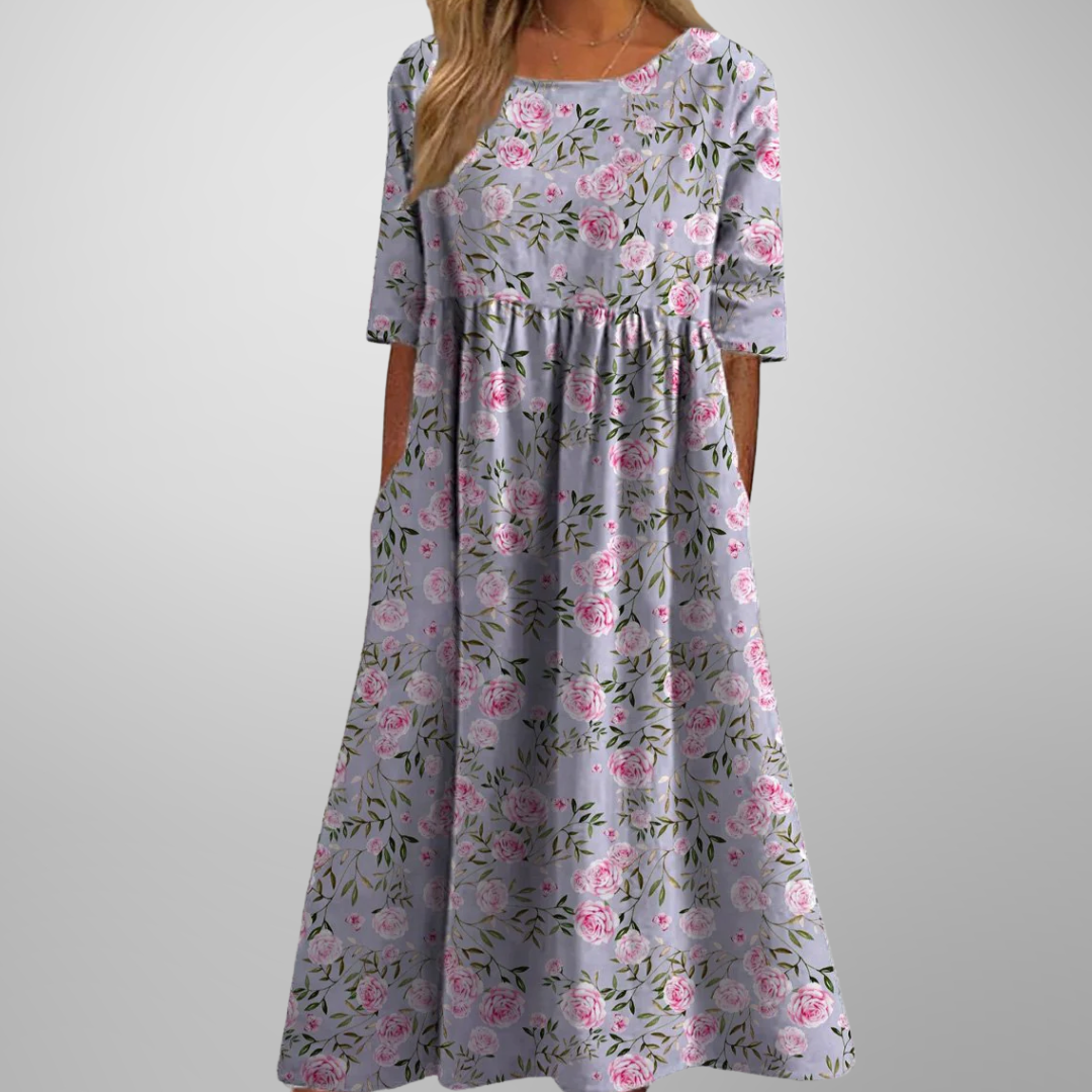 Margaret | Elegant Floral Midi Dress