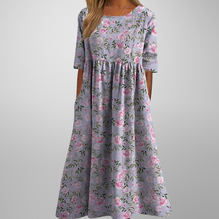 Margaret | Elegant Floral Midi Dress