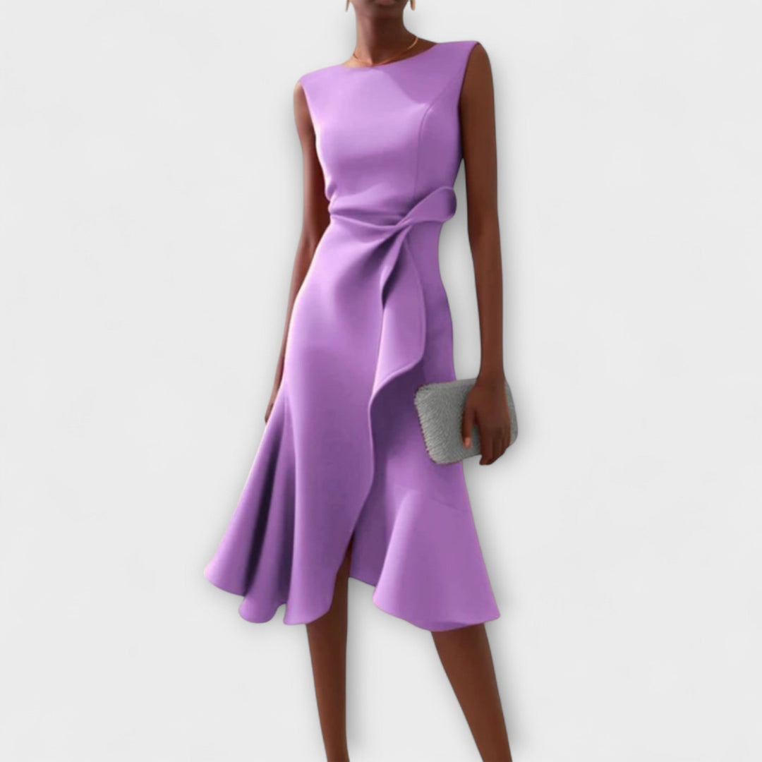 Eleanora | Draped Asymmetric Midi Dress
