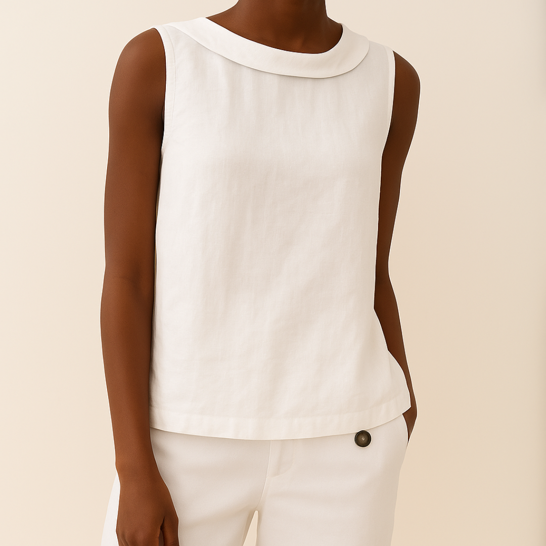 Elaine | Elegant Sleeveless Roll Collar Top