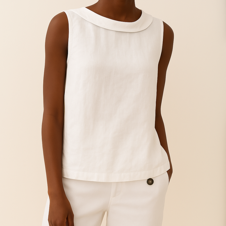 Elaine | Elegant Sleeveless Roll Collar Top