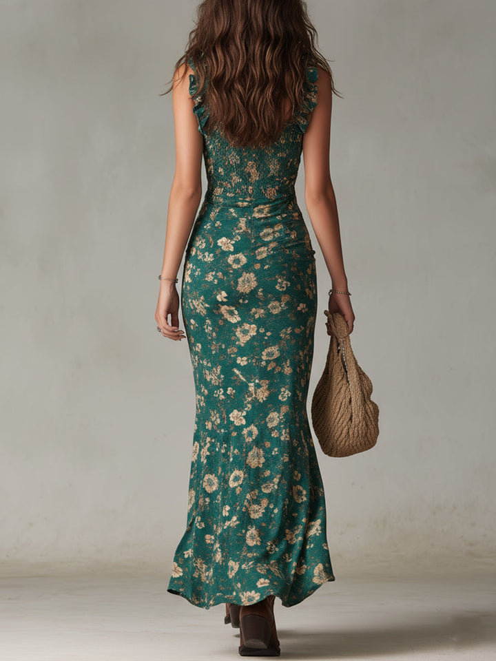 Margareth | Ruffled Sleeve Slit Maxi Dress