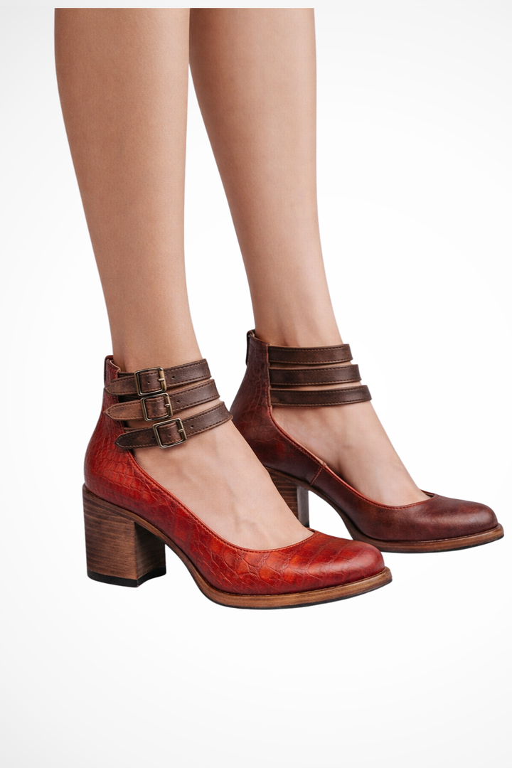 Elspeth | Strappy Block Heel Ankle Boots