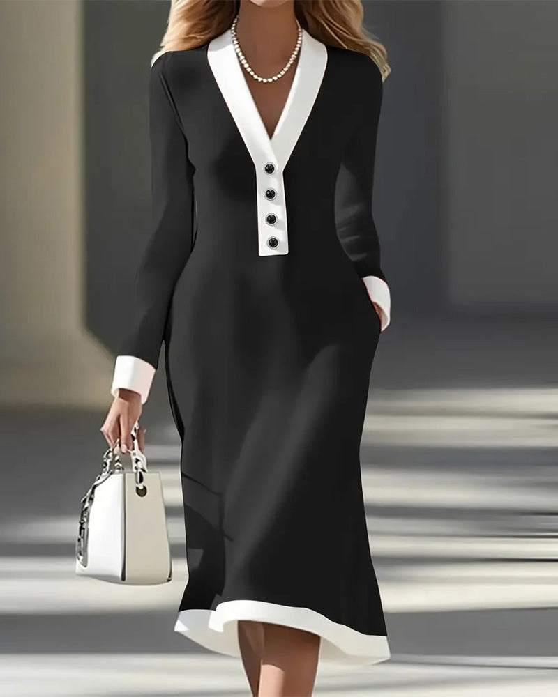 Audrey | Flattering Long-Sleeve Midi Dress
