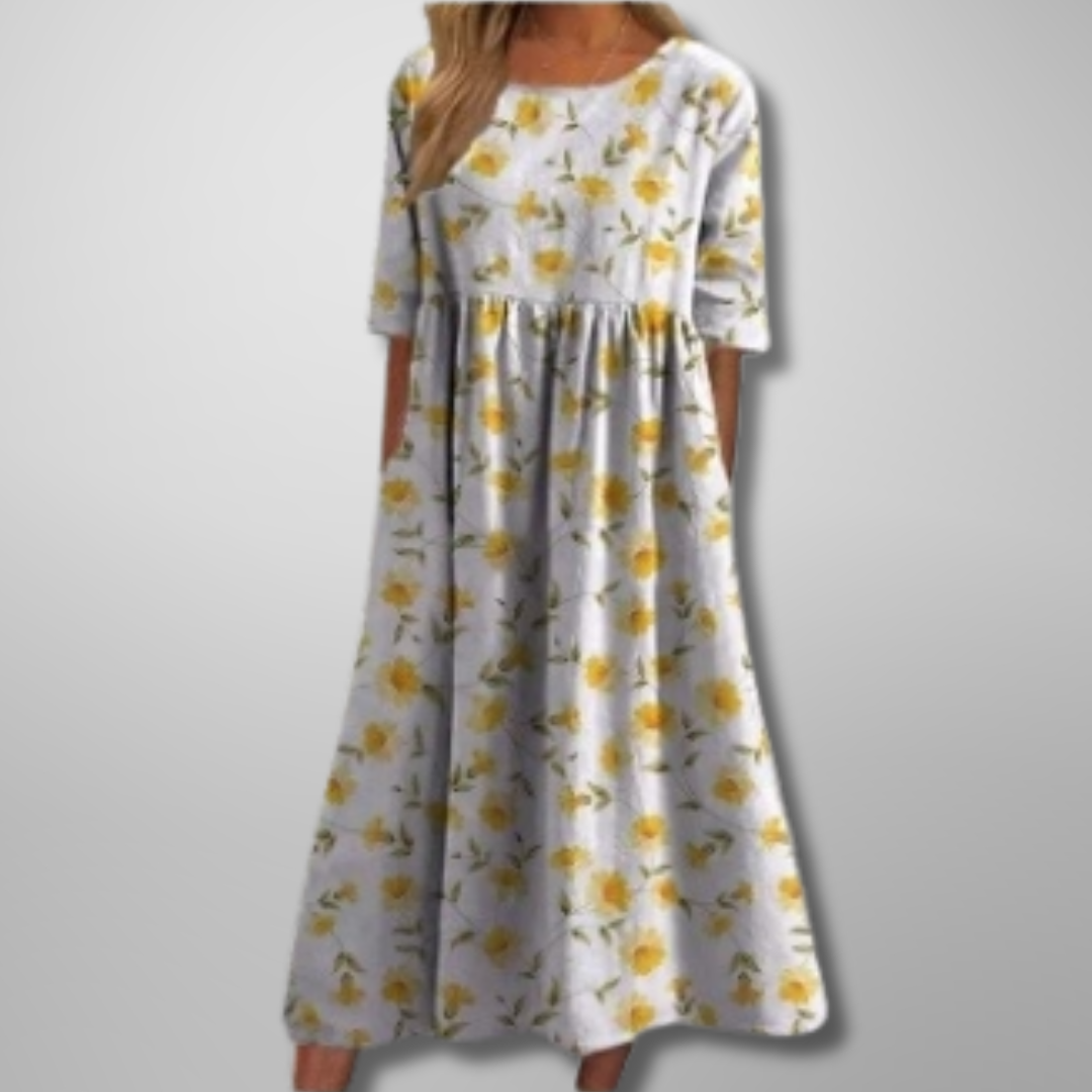 Margaret | Elegant Floral Midi Dress