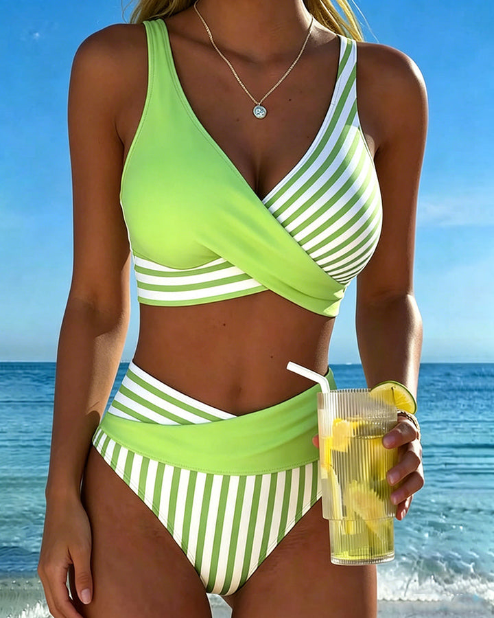 Delphine | Flattering Striped Bikini Set