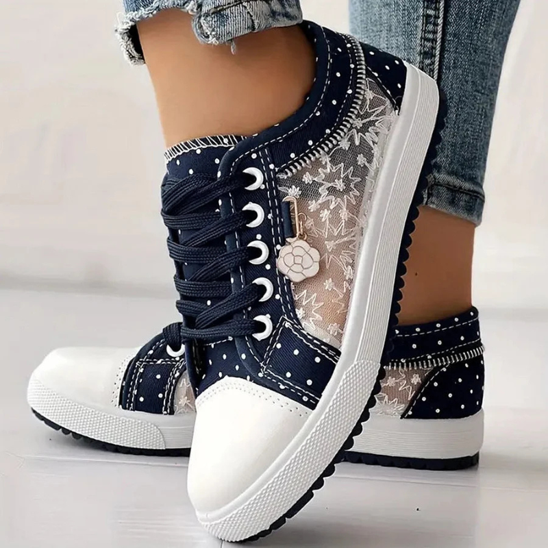 Noelle | Floral Detail Lace Up Trainer