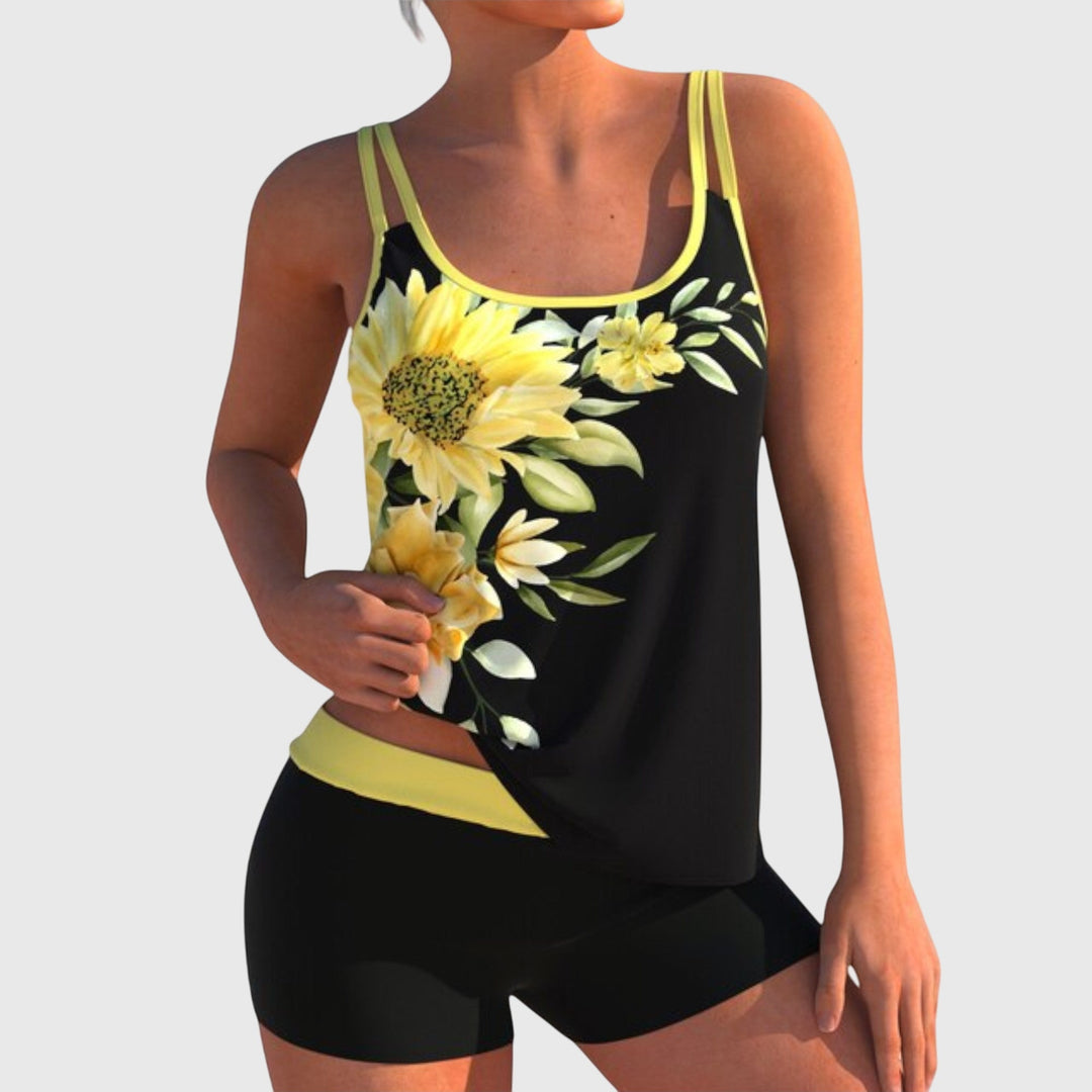 Koly | Floral Tummy Control Tankini with Shorts