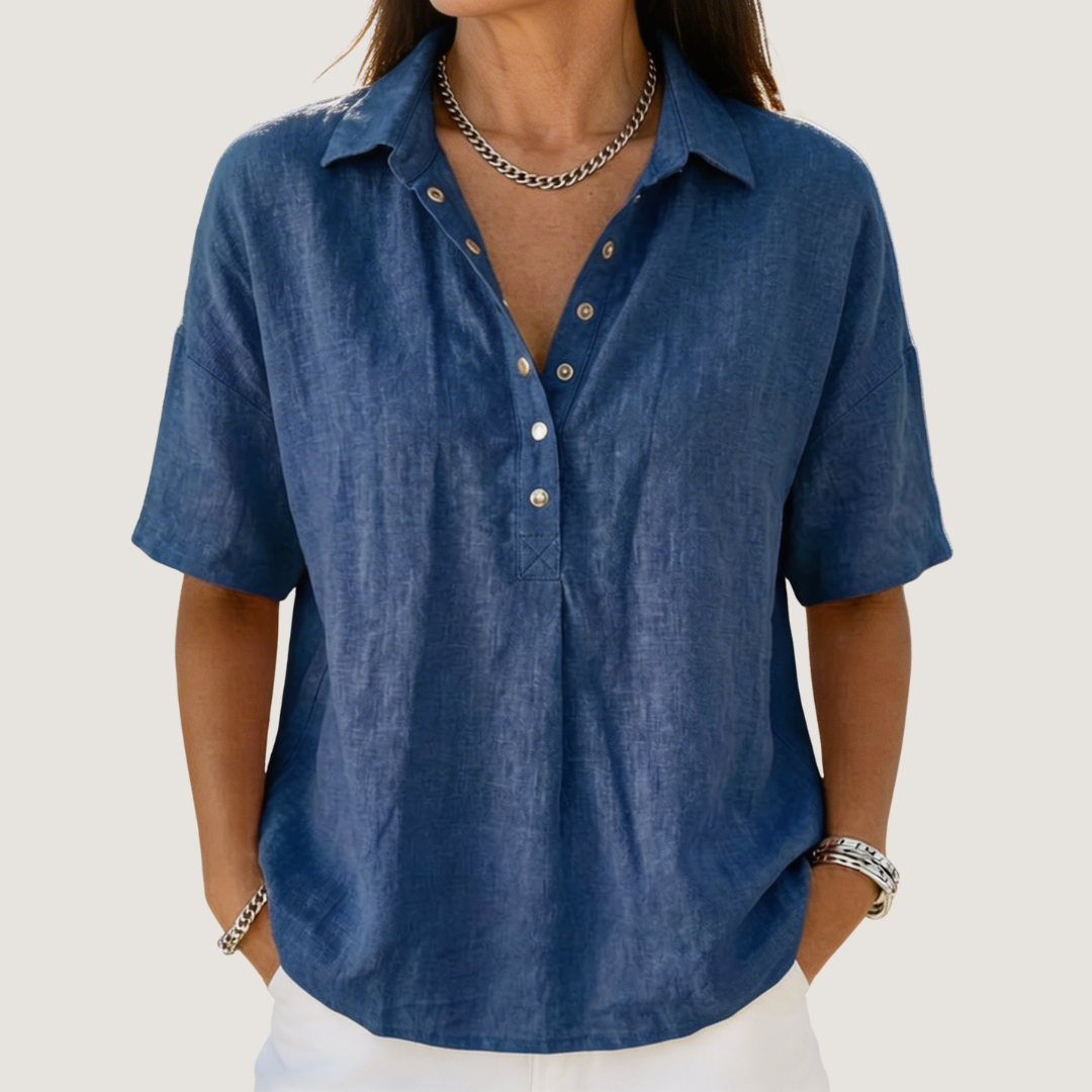 Vivette | Relaxed Collar Button Blouse