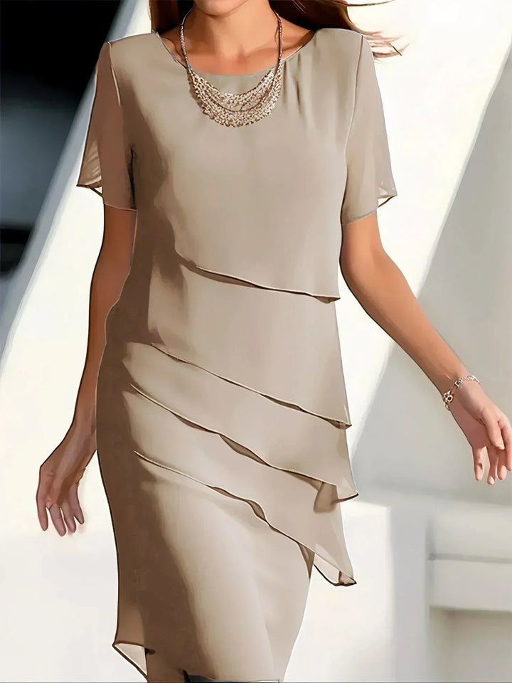 Vivienne | Layered Chiffon Midi Dress