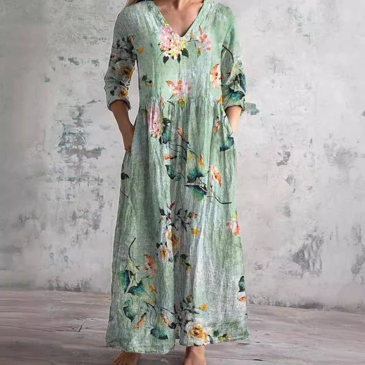 Dainy | Summer Dress with V-Neck and Floral Pattern