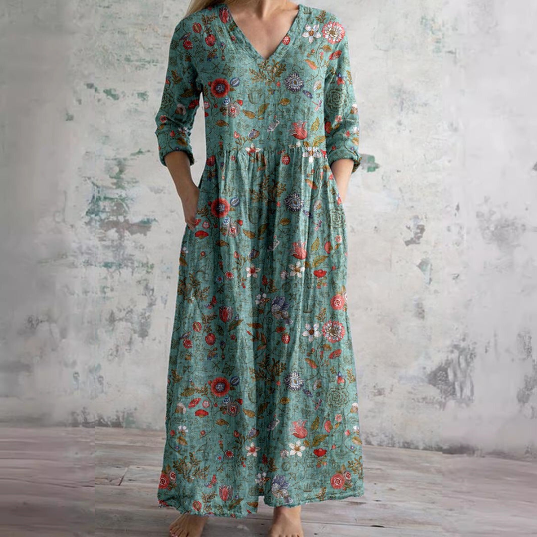 Dainy | Summer Dress with V-Neck and Floral Pattern