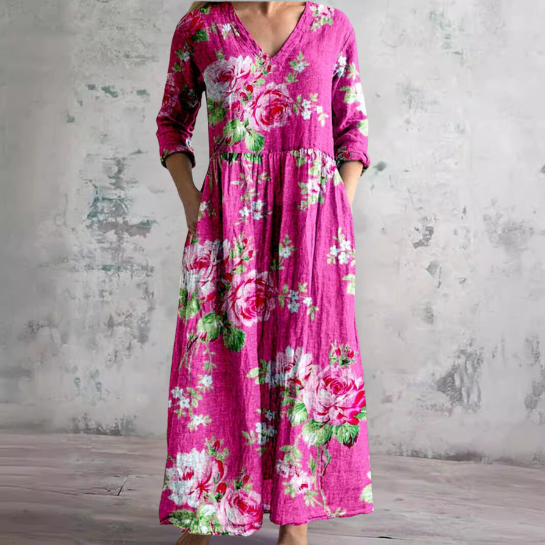 Dainy | Summer Dress with V-Neck and Floral Pattern