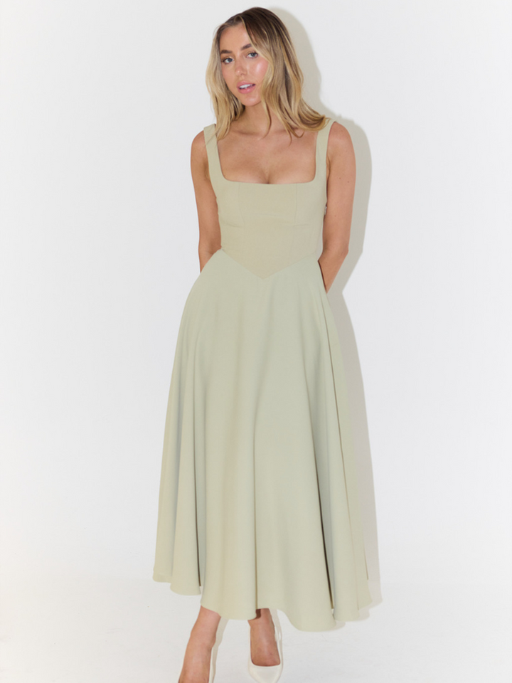 Grace | Square Neck Flowing Midi Dress