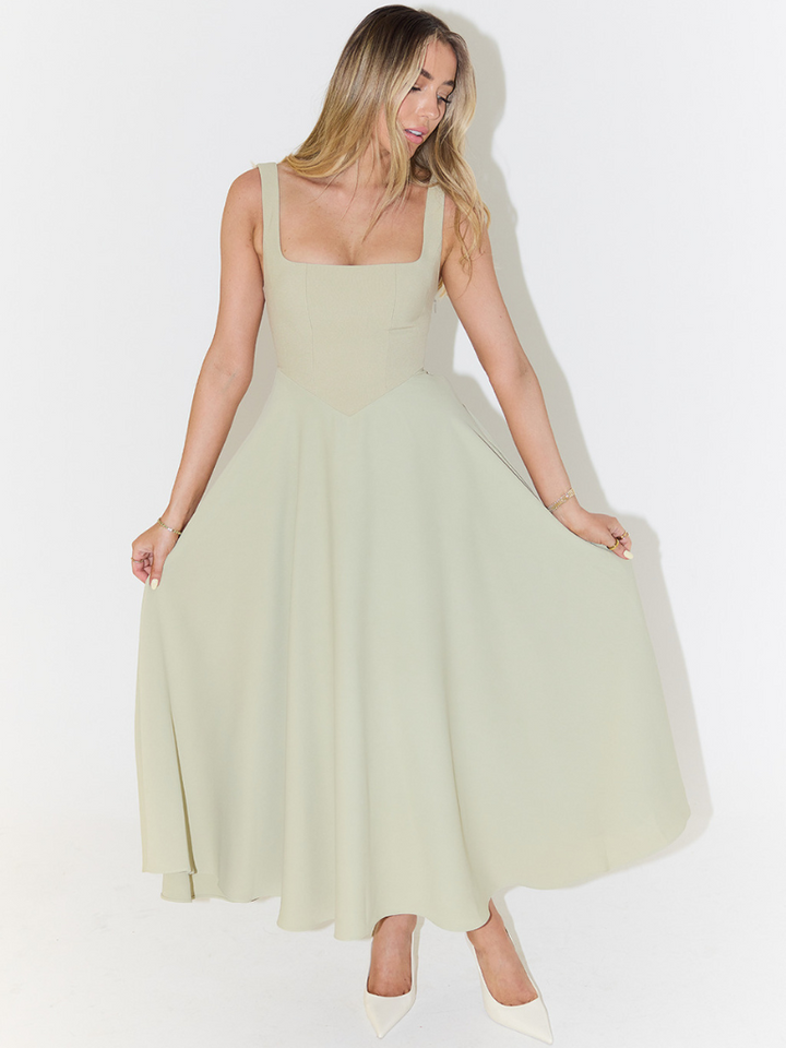Grace | Square Neck Flowing Midi Dress