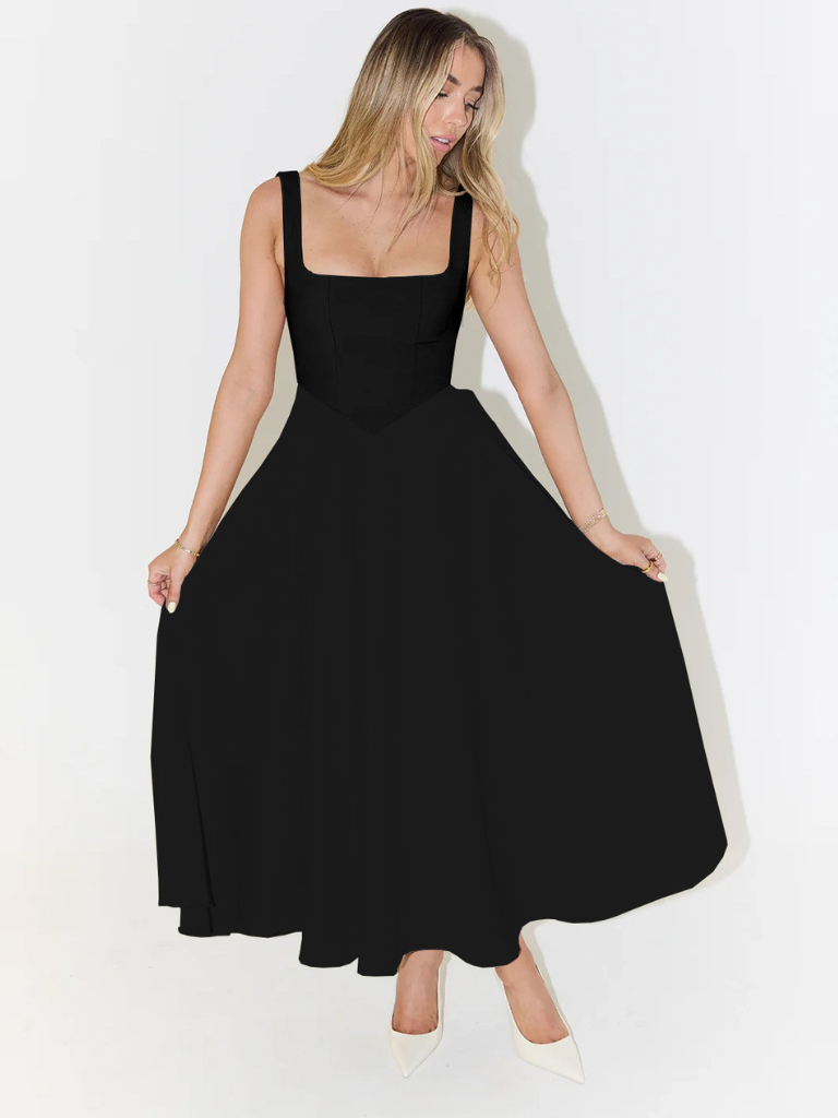 Grace | Square Neck Flowing Midi Dress