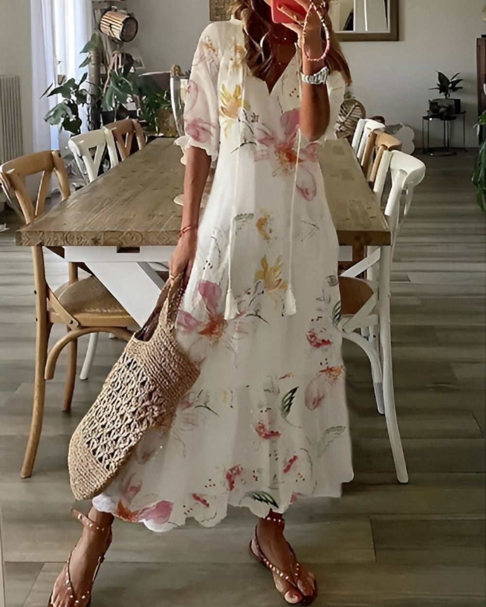 Marguerite | Boho Floral Midi Dress