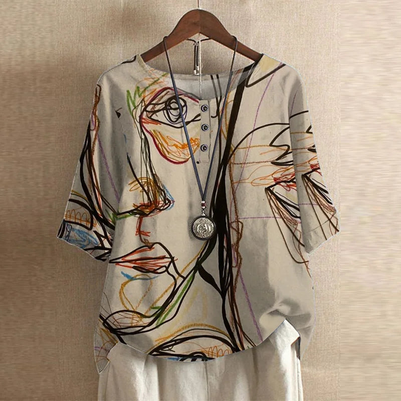 Celeste | Retro Floral Relaxed Blouse