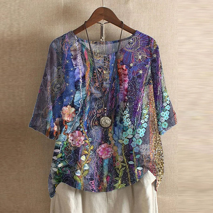 Celeste | Retro Floral Relaxed Blouse