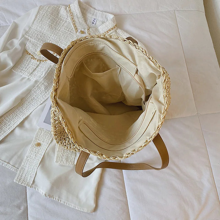 Tessa | Woven Shoulder Tote Bag